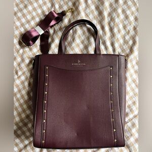 London Fog Burgundy Tote Bag with Detachable Strap